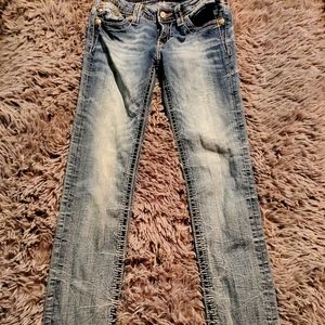 miss me little girl size 12 skinny jeans with rhinestones on the back pockets